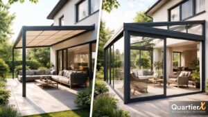 Terrassenüberdachung mit Markise versus geschlossener Wintergarten im architektonischen Vergleich - QuartierX Magazin
